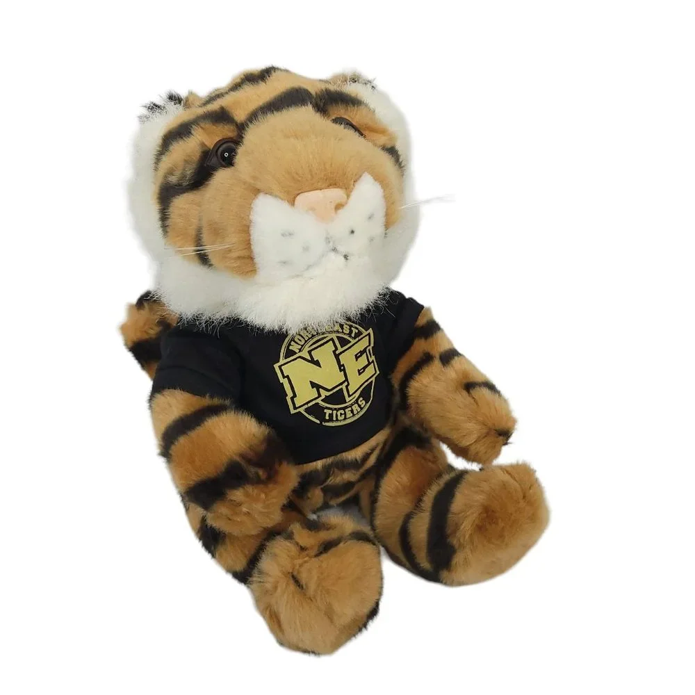 Vtg 92 MJC Purr-Fection Northeast Tigers Plush Stuffed Animal Toy T Shirt Mascot